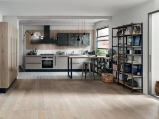 cucina composizione urban style nei toni chiari e dai pensili black Start Time di Veneta Cucine cucina composizione urban style nei toni chiari e dai pensili black Start Time di Veneta Cucine