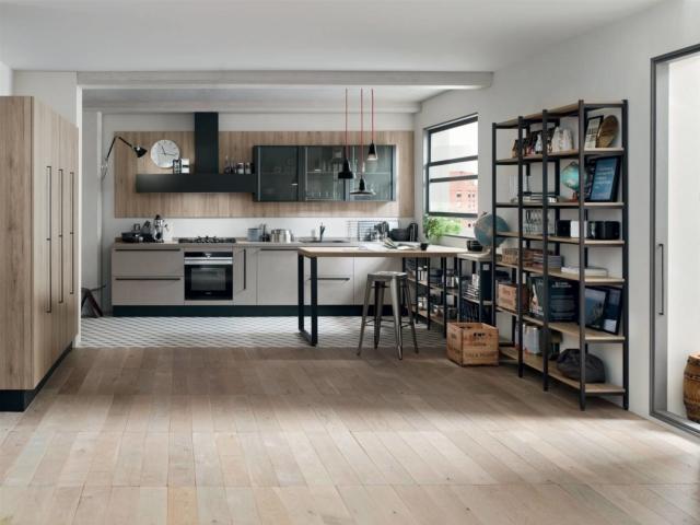 cucina composizione urban style nei toni chiari e dai pensili black Start Time di Veneta Cucine cucina composizione urban style nei toni chiari e dai pensili black Start Time di Veneta Cucine