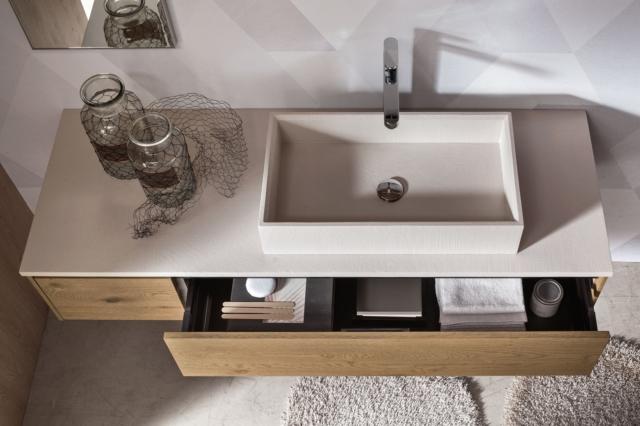 lavabo da appoggio River basso di Arcom a forma rettangolare in ecomalta e marmo lavabo da appoggio River basso di Arcom a forma rettangolare in ecomalta e marmo