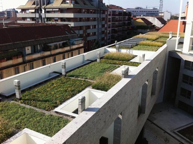 giardino sul tetto - realizzazione a Milano di Daku, sistema di copertura estensivo "plus" giardino sul tetto - realizzazione a Milano di Daku, sistema di copertura estensivo "plus"