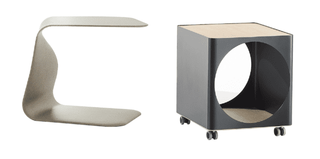 Tavolino Duffy di Bonaldo in poliuretano ad alta densità laccato bianco e contenitore su ruote impilabile Ring di B-Line. Tavolino Duffy di Bonaldo in poliuretano ad alta densità laccato bianco e contenitore su ruote impilabile Ring di B-Line.