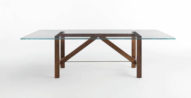 tavolo rettangolare Capriata di Horm con top in vetro fumé tavolo rettangolare Capriata di Horm con top in vetro fumé