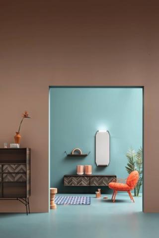 basi sospese H. 32 con scocche e top in eucalipto e frontali in legno precomposto spinato. mensola 50 in eucalipto con supporto in metallo nero opaco e specchio sagomato L. 49.5 H. 120 con profilo metallico, lampada integrata e mensola in finitura eucalipto. des di cerasa basi sospese H. 32 con scocche e top in eucalipto e frontali in legno precomposto spinato. mensola 50 in eucalipto con supporto in metallo nero opaco e specchio sagomato L. 49.5 H. 120 con profilo metallico, lampada integrata e mensola in finitura eucalipto. des di cerasa