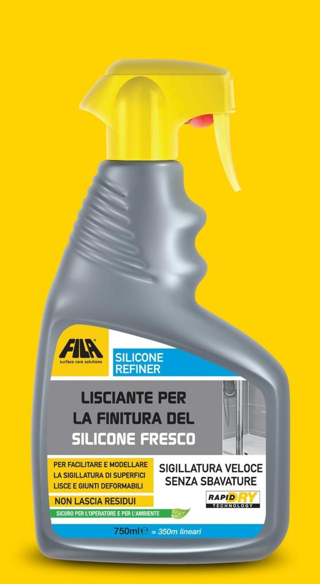 Silicon Refiner di Fila è il prodotto lisciante per la finitura del silicone fresco. Facilita e modella la sigillatura di superfici lisce e giunte deformabili, perfezionando la finitura dopo l'applicazione del giunto. Evita, inoltre, la formazione di bolle d'aria. Silicon Refiner di Fila è il prodotto lisciante per la finitura del silicone fresco. Facilita e modella la sigillatura di superfici lisce e giunte deformabili, perfezionando la finitura dopo l'applicazione del giunto. Evita, inoltre, la formazione di bolle d'aria.