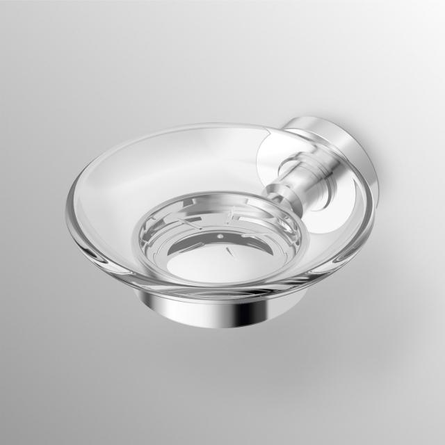 portasapone IOM di Ideal Standard in vetro trasparente con supporto cromato portasapone IOM di Ideal Standard in vetro trasparente con supporto cromato