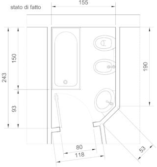 Pianta stato di fatto progetto sostituire la vasca con la doccia Pianta stato di fatto progetto sostituire la vasca con la doccia