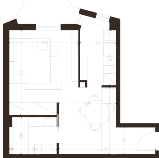 pianta bilocale ristrutturato che diventa monolocale