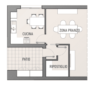 PRIMA Cucina e soggiorno sono ambienti indipendenti, separati da un tramezzo e disposti vicino a un ingresso secondario. La distribuzione degli ambienti è poco funzionale, a causa del ripostiglio sovradimensionato e di un patio poco utilizzato. PRIMA Cucina e soggiorno sono ambienti indipendenti, separati da un tramezzo e disposti vicino a un ingresso secondario. La distribuzione degli ambienti è poco funzionale, a causa del ripostiglio sovradimensionato e di un patio poco utilizzato.