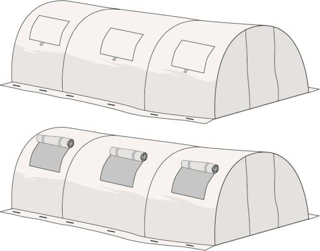 Le aperture della serra a tunnel non dovrebbero essere collocate a livello del terreno, è auspicabile quindi realizzarle sulla parte superiore della struttura. Per aprirle basterà semplicemente rialzare, arrotolandoli su se stessi, i lembi delle finestrelle. Le aperture della serra a tunnel non dovrebbero essere collocate a livello del terreno, è auspicabile quindi realizzarle sulla parte superiore della struttura. Per aprirle basterà semplicemente rialzare, arrotolandoli su se stessi, i lembi delle finestrelle.