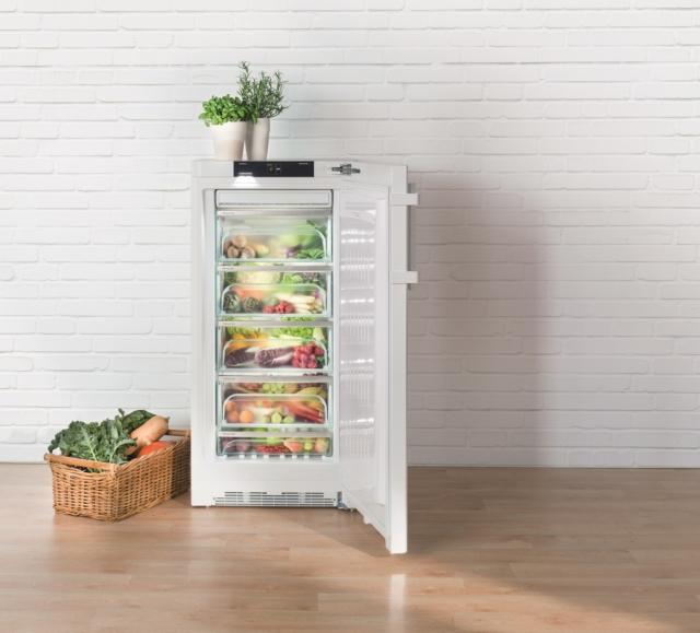 interno frigorifero monoporta BP 2850 di Liebherr occupato da 5 cassetti Biofresh interno frigorifero monoporta BP 2850 di Liebherr occupato da 5 cassetti Biofresh