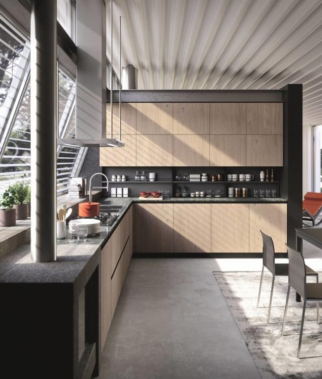 cucina con piano in marmo verde smeraldo Lab13 Urban Style di Aran Cucine cucina con piano in marmo verde smeraldo Lab13 Urban Style di Aran Cucine