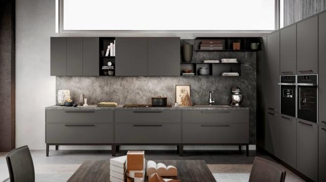 cucina con il piano effetto pietra grigia Aria di Arredo3 cucina con il piano effetto pietra grigia Aria di Arredo3