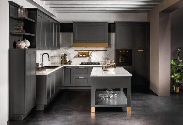 cucina Meg di Arredo3 nuovo modello con ante a telaio in Laccato grigio cucina Meg di Arredo3 nuovo modello con ante a telaio in Laccato grigio