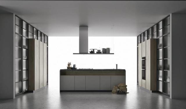 cucina Aspen di Doimo Cucine con isola centrale e cappa a sospensione cucina Aspen di Doimo Cucine con isola centrale e cappa a sospensione