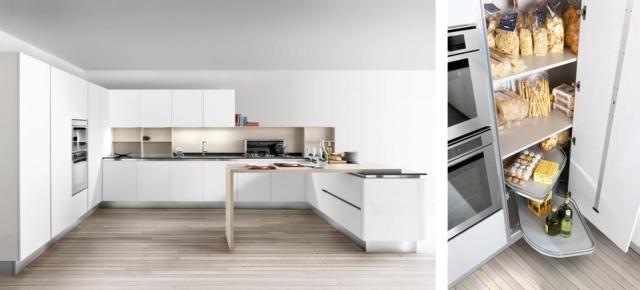 cucina con ante in vetro satinato bianco e colonne attrezzate Top Lops di Lops cucina con ante in vetro satinato bianco e colonne attrezzate Top Lops di Lops