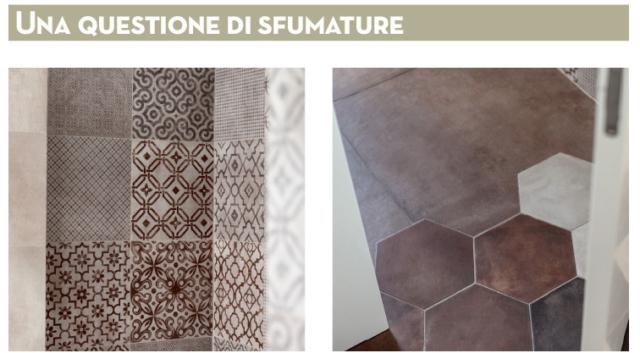 Arabeschi, quadretti, fiori, e pattern diversi rivestono le pareti: sono piastrelle posate a schema libero, ma cromaticamente coordinate.
Le piastrelle esagonali della cucina si innestano direttamente in quelle maxi del bagno. Senza un'interruzione netta, il risultato è decisamente gradevole. Arabeschi, quadretti, fiori, e pattern diversi rivestono le pareti: sono piastrelle posate a schema libero, ma cromaticamente coordinate.
Le piastrelle esagonali della cucina si innestano direttamente in quelle maxi del bagno. Senza un'interruzione netta, il risultato è decisamente gradevole.