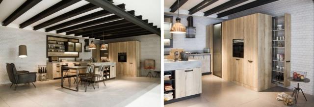 cucina aperta stile industriale Loft di Snaidero con colonna a carrello estraibile cucina aperta stile industriale Loft di Snaidero con colonna a carrello estraibile