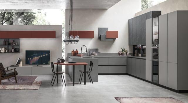 cucina colorata aperta sul living Metropolis di Stosa cucina colorata aperta sul living Metropolis di Stosa