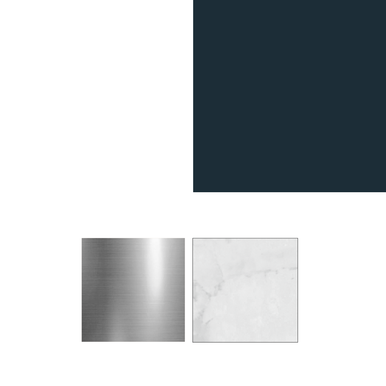 abbinamento nero blu bianco acciaio bianco marmo