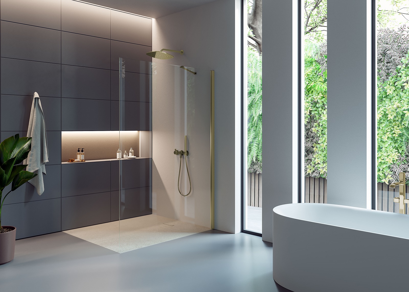 Il profilo verticale e il braccio di sostegno della doccia walk-in libero 3000 di Duka si trasformano in raffinati elementi decorativi nelle brillanti finiture copper pearl, brass pearl e black pearl. La parete fissa, in vetro temperato di sicurezza da 6 o 8 mm, è disponibile con un’altezza fino a 205 cm e una larghezza fino a 140 cm. Prezzo su richiesta. www.duka.it Il profilo verticale e il braccio di sostegno della doccia walk-in libero 3000 di Duka si trasformano in raffinati elementi decorativi nelle brillanti finiture copper pearl, brass pearl e black pearl. La parete fissa, in vetro temperato di sicurezza da 6 o 8 mm, è disponibile con un’altezza fino a 205 cm e una larghezza fino a 140 cm. Prezzo su richiesta. www.duka.it