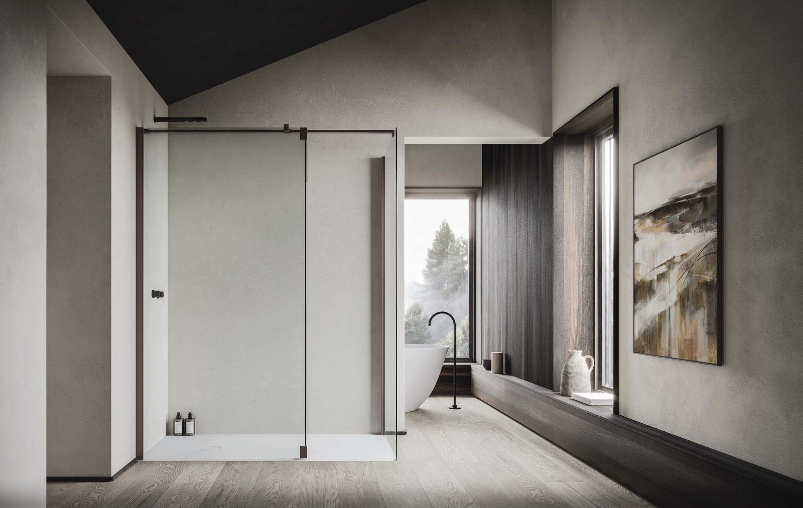 È ad angolo con accesso walk-in il modello Vento di Arbi Arredobagno con vetro fisso laterale e aletta girevole. I profili e i dettagli sono in laccato Terra, il vetro è trasparente. Prezzo su richiesta. www.arbiarredobagno.it È ad angolo con accesso walk-in il modello Vento di Arbi Arredobagno con vetro fisso laterale e aletta girevole. I profili e i dettagli sono in laccato Terra, il vetro è trasparente. Prezzo su richiesta. www.arbiarredobagno.it