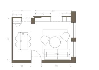 Pianta soggiorno difficile da arredare; tavolo, libreria, divano, poltroncine. Pianta soggiorno difficile da arredare; tavolo, libreria, divano, poltroncine.