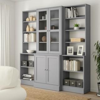 libreria Havsta Ikea in legno massiccio superficie spazzolata tonalità di grigio perla libreria Havsta Ikea in legno massiccio superficie spazzolata tonalità di grigio perla