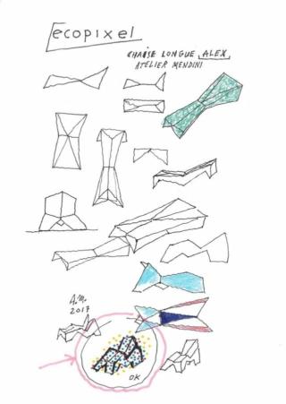 Disegno di Alessandro Mendini per Ecopixel, Fuorisalone Milano, 2017.