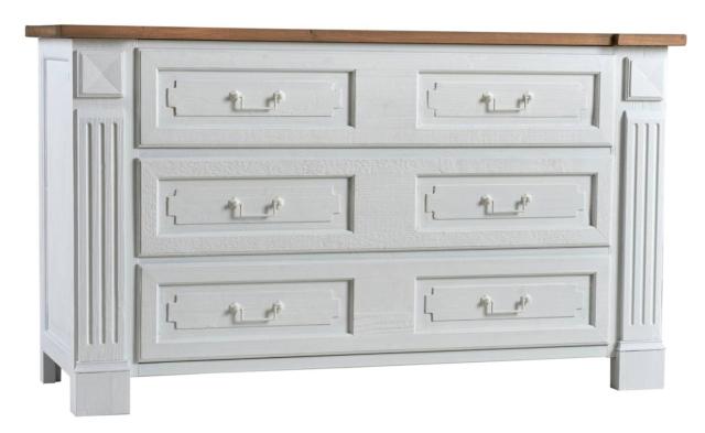 cassettone a tre cassetti DB005807 di Dialma Brown, legno vecchio riciclato finitura laccata e cerata a pennello color bianco, con top in rovere spazzolato nella finitura vintage chiaro cassettone a tre cassetti DB005807 di Dialma Brown, legno vecchio riciclato finitura laccata e cerata a pennello color bianco, con top in rovere spazzolato nella finitura vintage chiaro