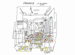Disegno di Alessandro Mendini per il progetto del Design Store Fragile, Milano, 2013.