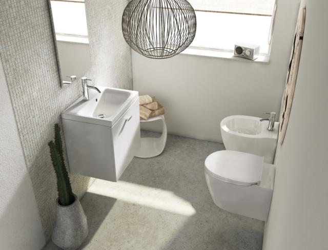 mobile sottolavabo sospeso della collezione Connect Space di Ideal Standard con finitura bianco laccato lucido mobile sottolavabo sospeso della collezione Connect Space di Ideal Standard con finitura bianco laccato lucido