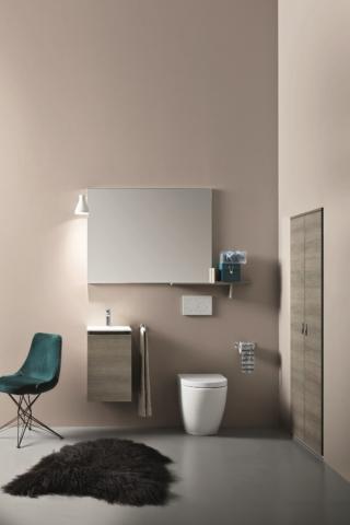 mobile lavabo sospeso della composizione Joy di Cerasa in rovere corda con anta per bagno piccolo mobile lavabo sospeso della composizione Joy di Cerasa in rovere corda con anta per bagno piccolo