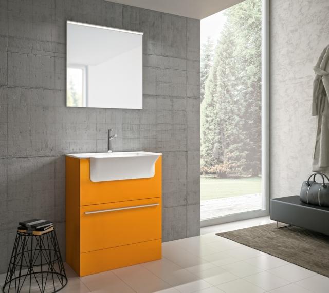 mobile della composizione Store 407 di GEROMIN® dalla profondità ridotta arancio opaco mobile della composizione Store 407 di GEROMIN® dalla profondità ridotta arancio opaco