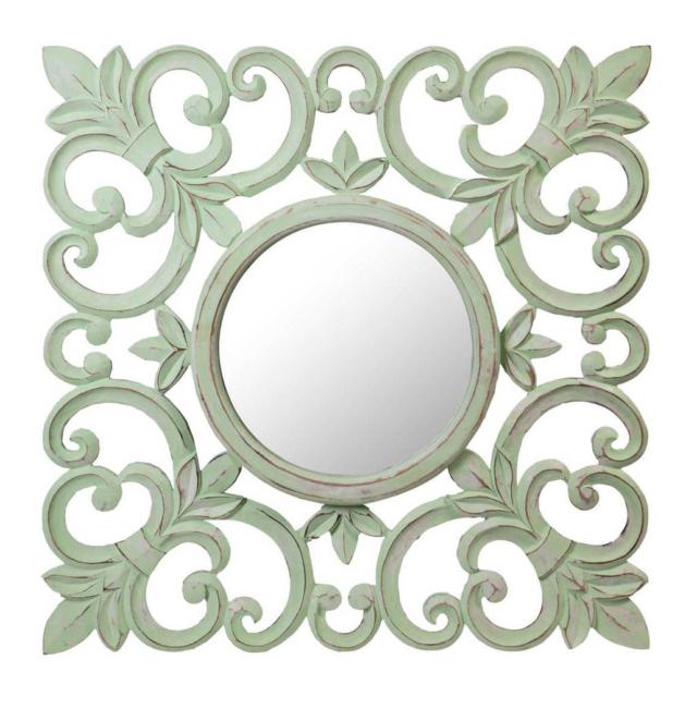 specchio rotondo verde da parete F985 di Novità Home con grande cornice shabby chic in legno intagliato specchio rotondo verde da parete F985 di Novità Home con grande cornice shabby chic in legno intagliato