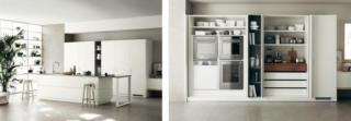 cucina per monolocali Foodshelf di Scavolini con armadi Bianchi sfruttano altezza per contenere cucina per monolocali Foodshelf di Scavolini con armadi Bianchi sfruttano altezza per contenere