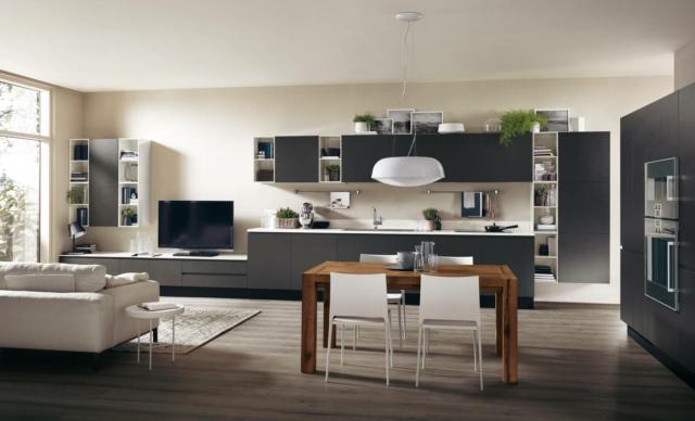 cucina con il living e arredi uguali Motus di Scavolini cucina con il living e arredi uguali Motus di Scavolini