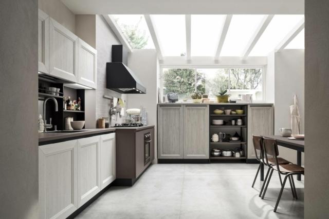 cucina Tablet & Start-Time.GO di Veneta Cucine con colonne basse e ante color sequoia banco cucina Tablet & Start-Time.GO di Veneta Cucine con colonne basse e ante color sequoia banco