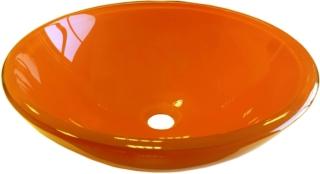 lavandino da appoggio Bolle per bagno realizzato in cristallo temperato colorato arancione di Obi Italia lavandino da appoggio Bolle per bagno realizzato in cristallo temperato colorato arancione di Obi Italia