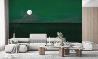 La carta da parati da incollare a parete Green Horizon Watercolor di Wallism è realizzata in Tessuto non tessuto opaco di qualità superiore, è 100% senza PVC e non tossico. La superficie ha una raffinata finitura opaca non riflettente; l'intensa colorazione nei toni del verde la trasforma in un murale su misura che ricorda un quadro contemporaneo. Prezzo 39 euro al mq. www.wallism.com