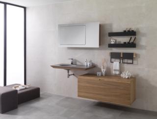 mobile sopra il lavabo con specchio contenitore della serie Mertens di Gamadecor, Porcelanosa Grupo in rovere mobile sopra il lavabo con specchio contenitore della serie Mertens di Gamadecor, Porcelanosa Grupo in rovere