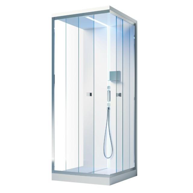cabina doccia Scuretto 990H di Treesse è composta da piatto con scarico integrato H 5 cm, parete doccia con tetto e luce a led integrata cabina doccia Scuretto 990H di Treesse è composta da piatto con scarico integrato H 5 cm, parete doccia con tetto e luce a led integrata