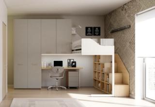 cameretta KS202 di Moretti Compact salvaspazio con soppalco libreria cameretta KS202 di Moretti Compact salvaspazio con soppalco libreria