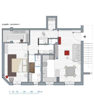 pianta arredata soluzione A ricavare un altro bagno