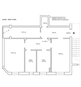 pianta stato di fatto ricavare un altro bagno