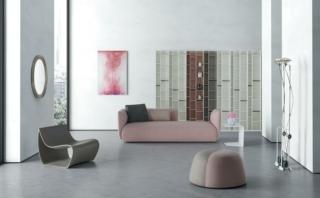 Divano Cosy, libreria Random, pouf Fuji Divano Cosy, libreria Random, pouf Fuji