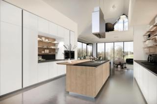 cucina con isola in rovere naturale Lain di Euromobil cucina con isola in rovere naturale Lain di Euromobil