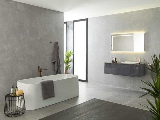 vasca Lounge Square di Noken di Porcelanosa in acrilico bianco lucido di forma rettangolare da centro stanza vasca Lounge Square di Noken di Porcelanosa in acrilico bianco lucido di forma rettangolare da centro stanza