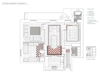 Pianta appartamento con disegno schema posa pavimento in graniglia Pianta appartamento con disegno schema posa pavimento in graniglia