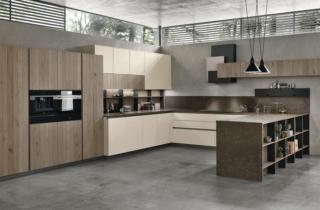 cucina a golfo con penisola Frame di Stosa Cucine colori neutri cucina a golfo con penisola Frame di Stosa Cucine colori neutri