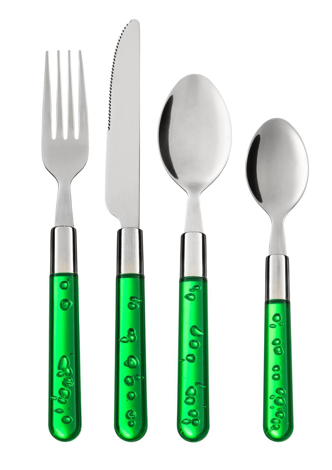 30 cm 6 pezzi - verde/rosa/beige Set con cucchiaio e forchetta da insalata in 3 colori COM-FOUR® 6 pezzi in plastica per insalata Posate colorate per insalata